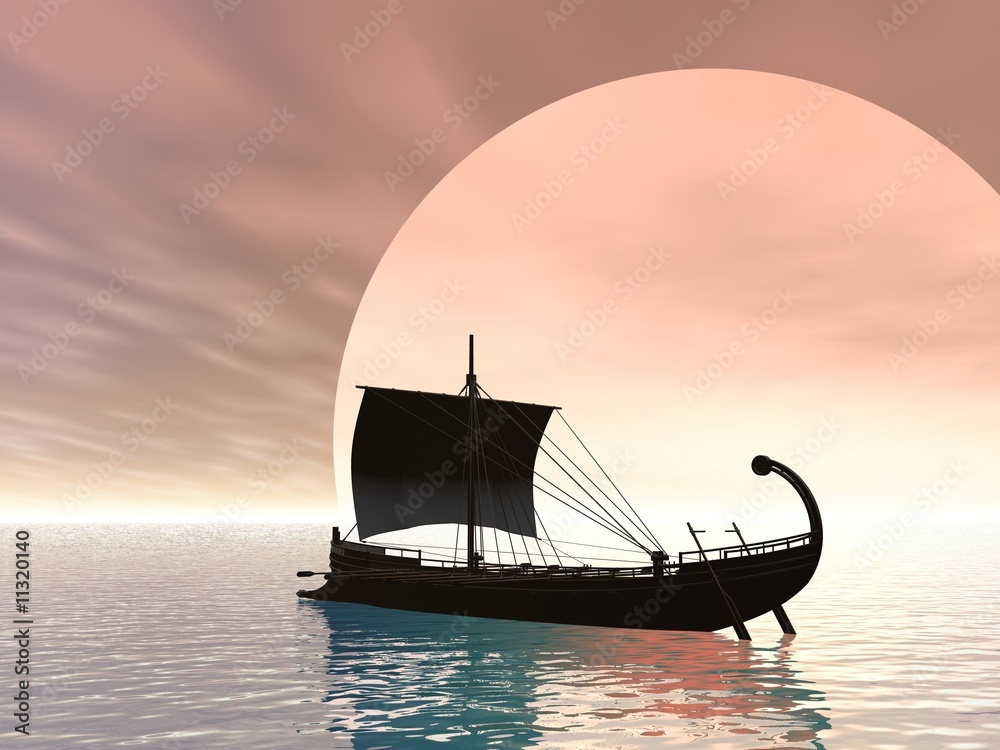 Ancient Greek Ship Stock Illustration | Adobe Stock
