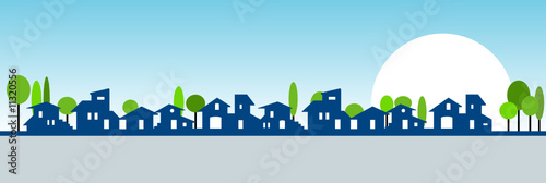 Little village silhouette - Cool colors