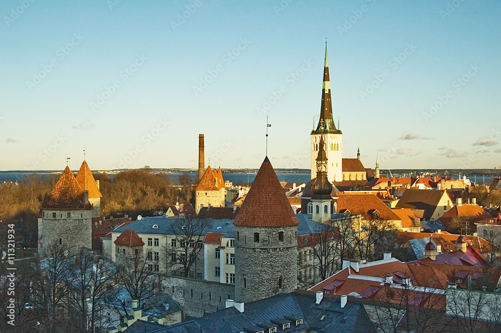 Autumn city Tallinn in beams of a decline