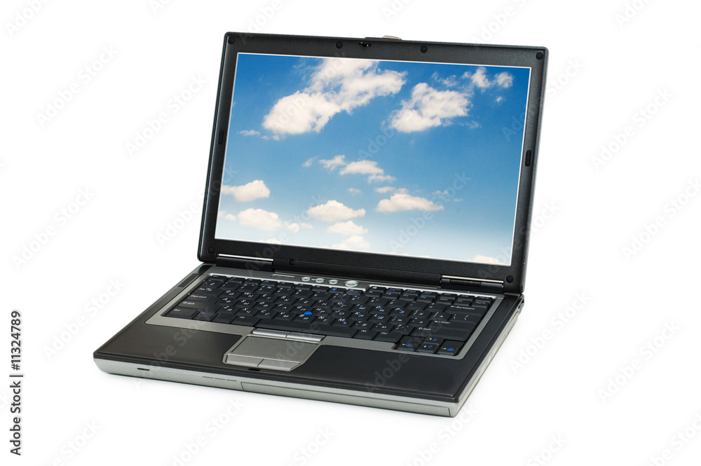 Silver laptop isolated on the white background Silver laptop isolated on the white background