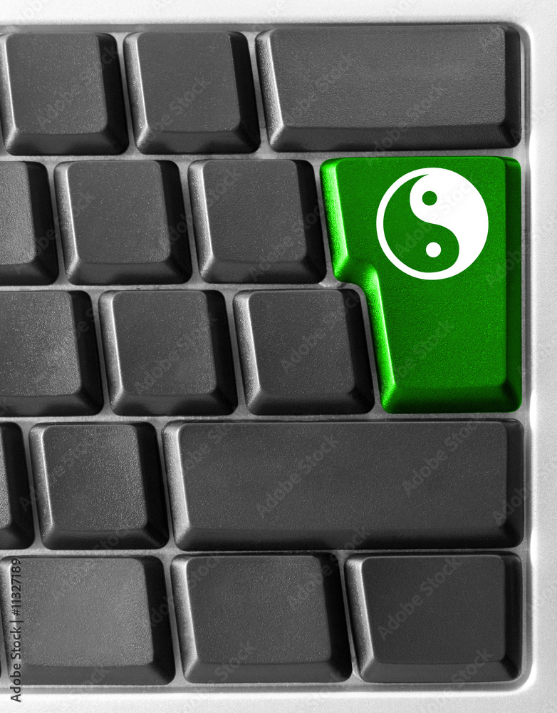 Computer keyboard with yin yan key Computer keyboard with yin yan key