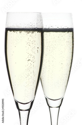 Two glass of champagne close up