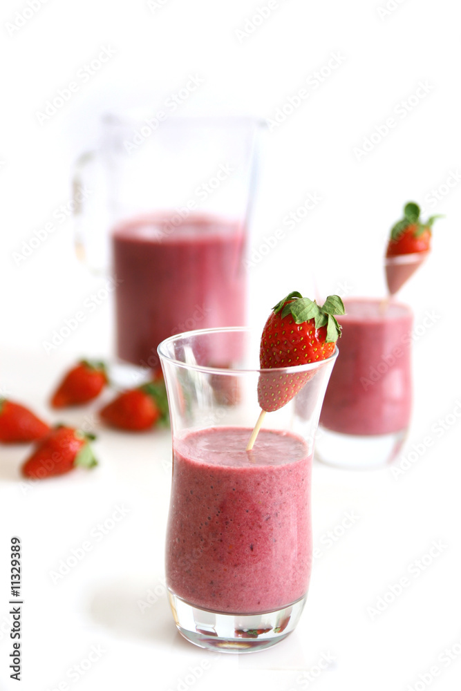 Pitcher and strawberry smoothie Pitcher and strawberry smoothie