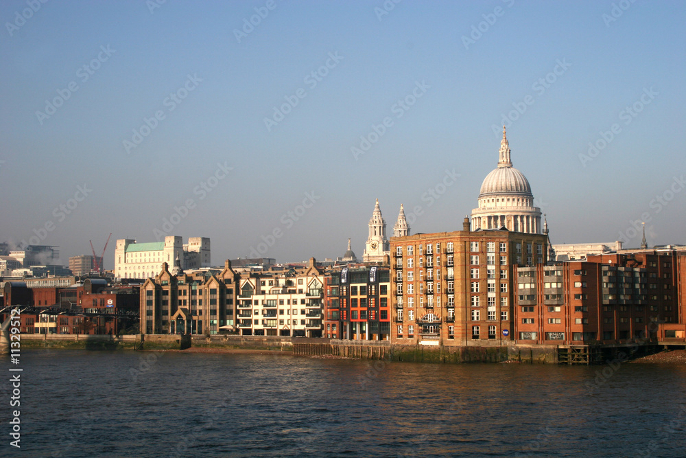 view across river Thames to St Pauls