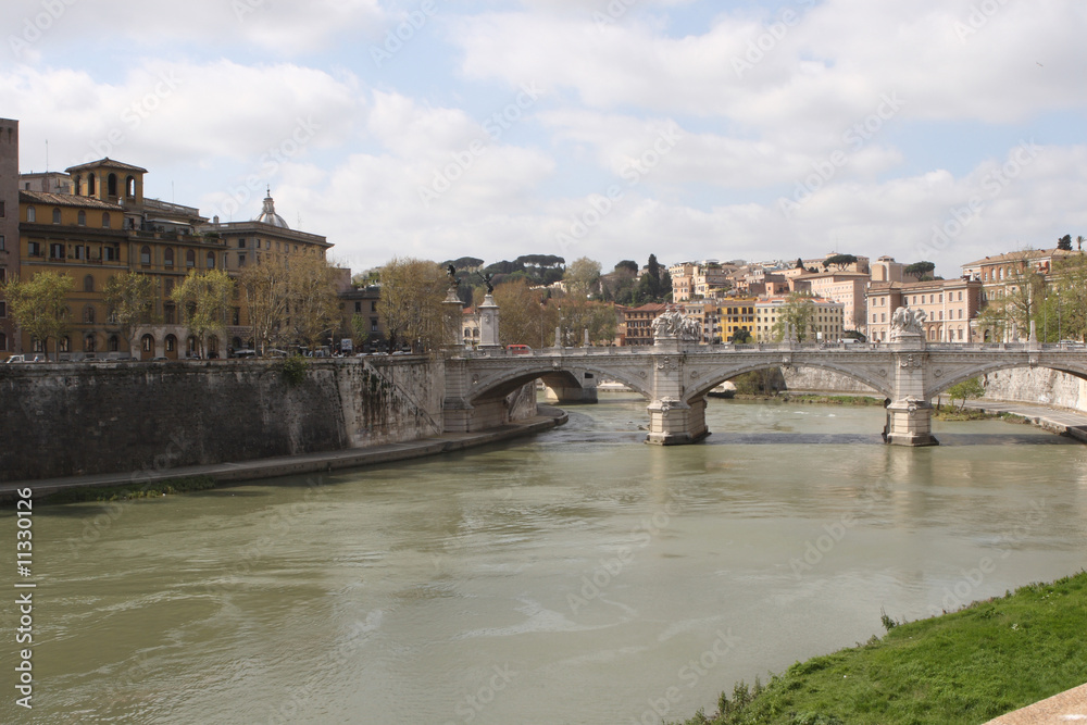 The bridge over the river in Rome Tiber