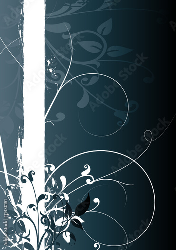 barre floral grunge bleu fonce