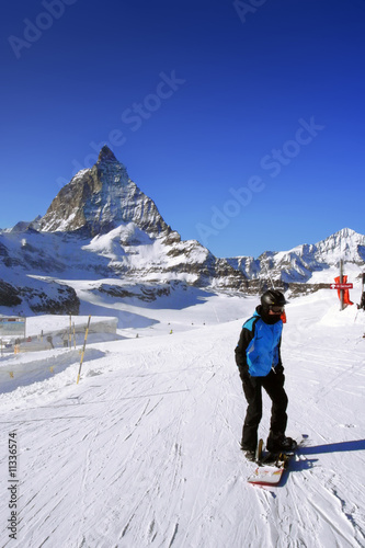Snowboarding  in swiss Alps