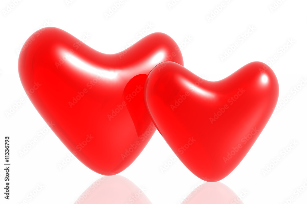 Red hearts isolated in white background Red hearts isolated in white background