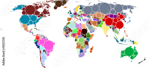 World Map Circles Countries