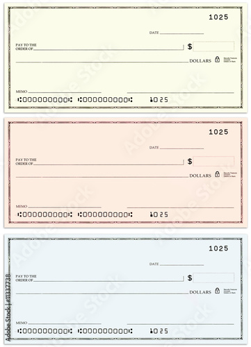 three checks with no name and false numbers