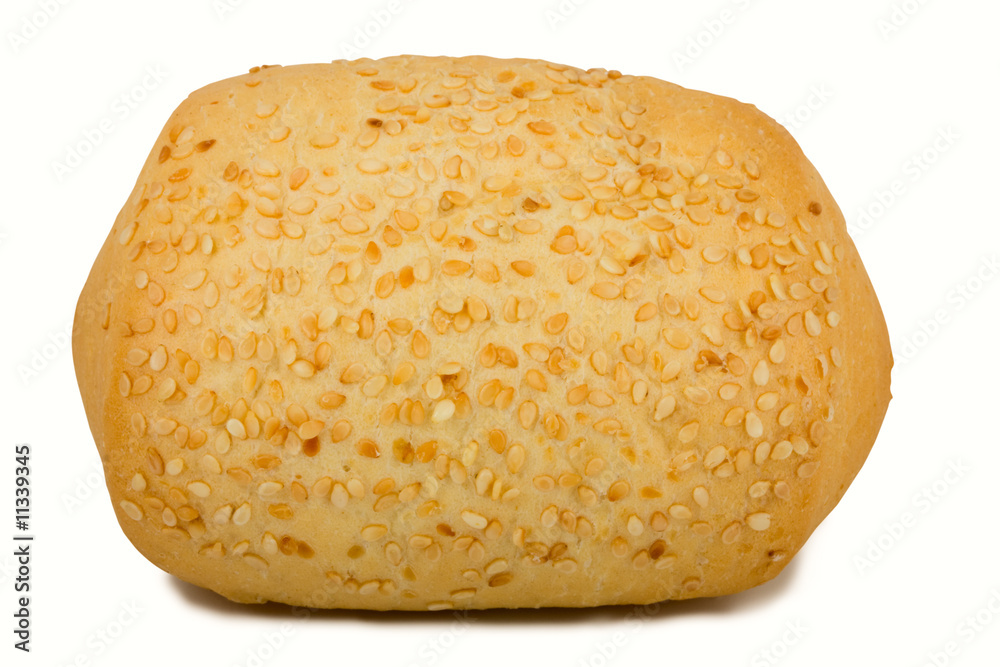 Loaf of bread with sesame isolated on white background Loaf of bread with sesame isolated on white background