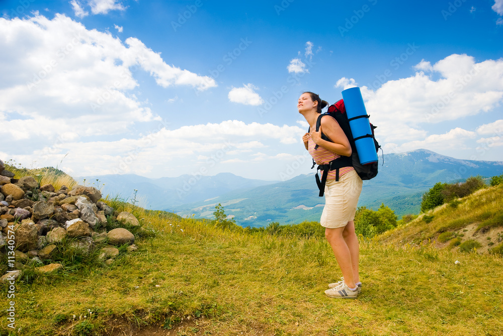 Obraz premium Happy hiker