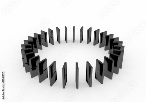 An isolated black domino blocks chain white background