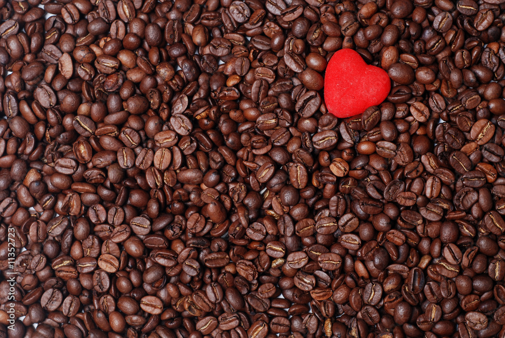 red heart and coffee beans red heart and coffee beans