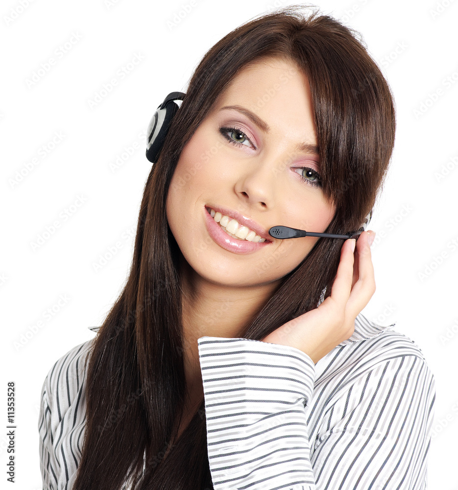 Beautiful Customer Representative with headset Beautiful Customer Representative with headset
