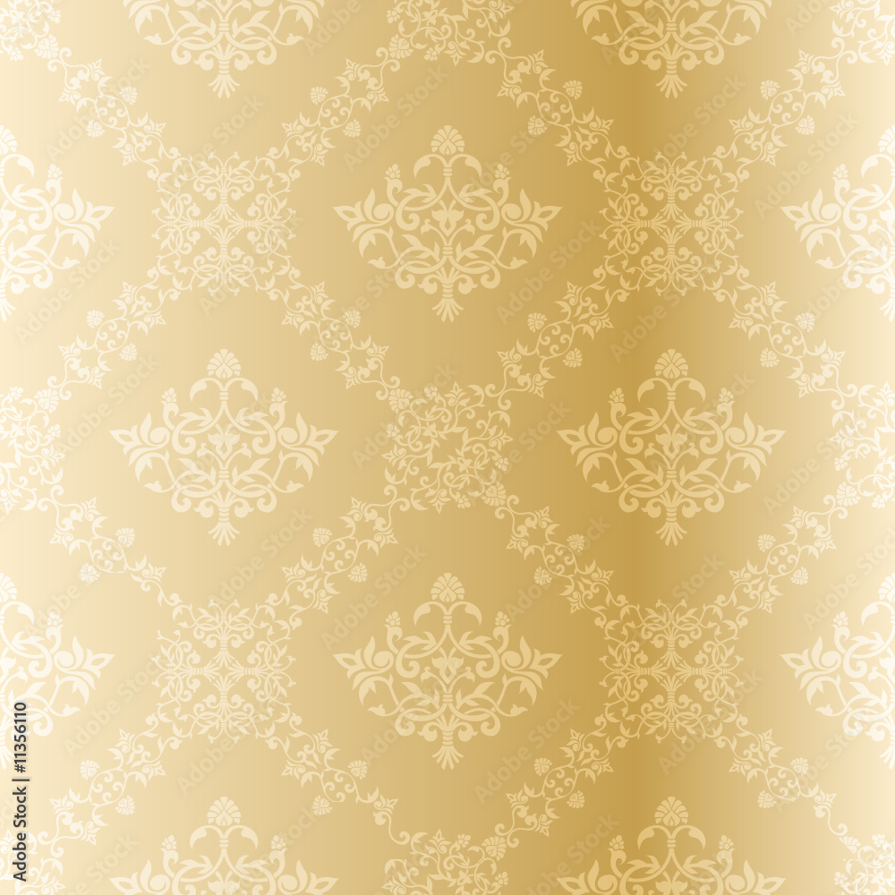 Gold seamless damask pattern