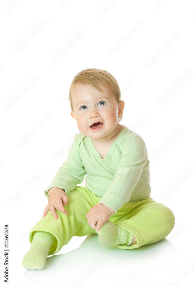 Small sitting baby in green Small sitting baby in green
