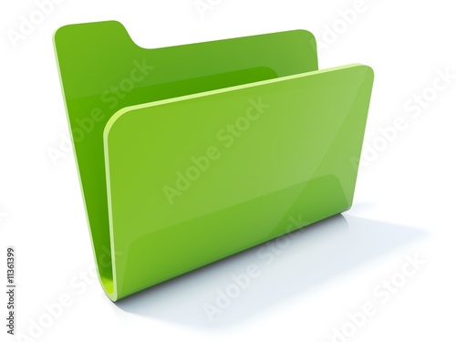 Empty green folder icon isolated on white