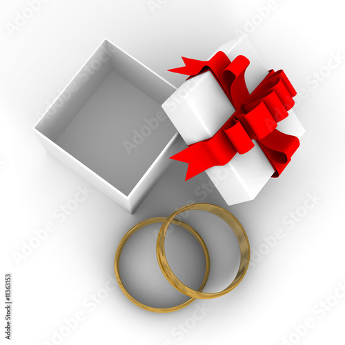 White gift box with rings. ...