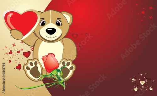 Bruin with a heart. Card to the Valentine day. Vector