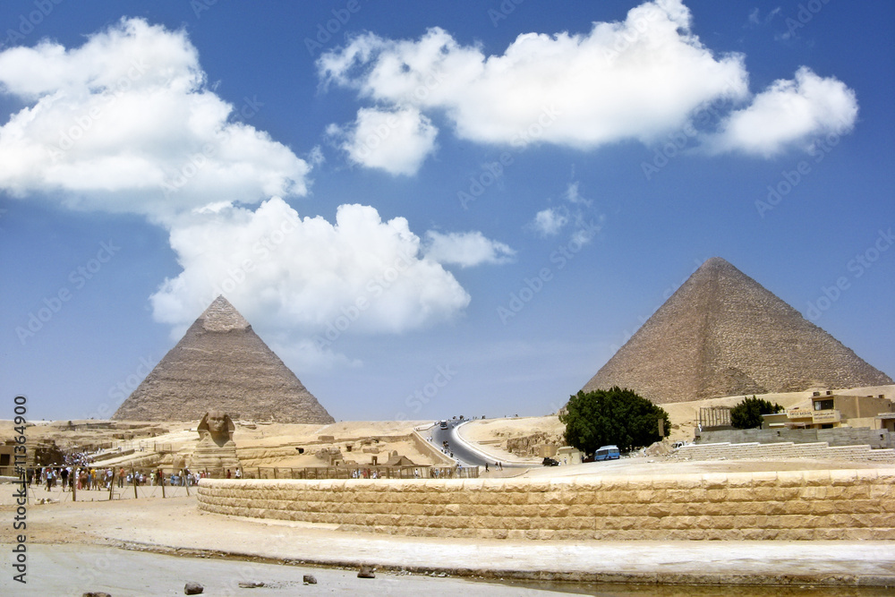 Sphinx and pyramids in Giza, Cairo - one from 7 wonder world