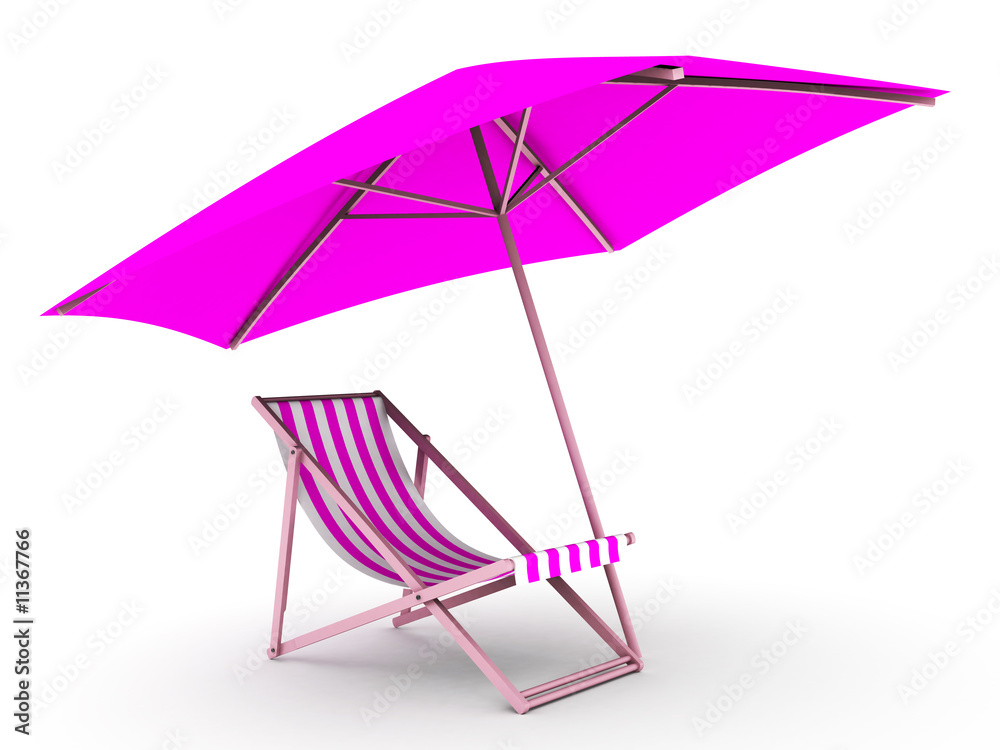 sonnenschirm mit liegestuhl Stock Illustration Adobe Stock