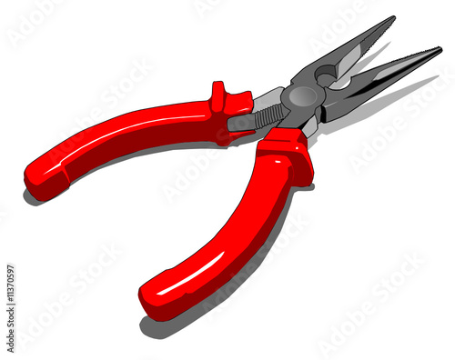 pliers with red plastic handles, vector illustration