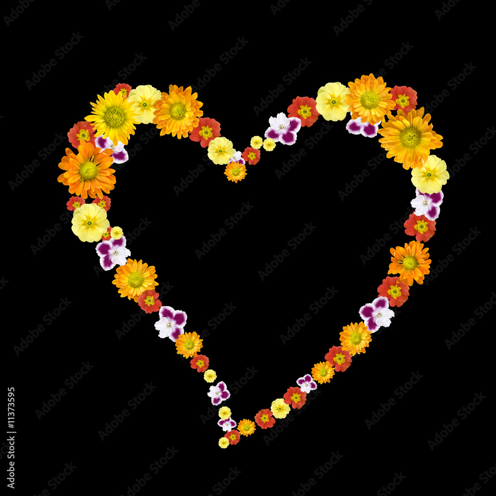 decorative heart symbol from color flowers