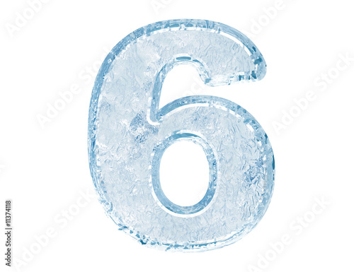 Ice font. Number six.With clipping path.