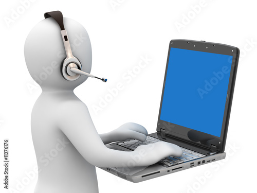 3d person with headsets and notebook