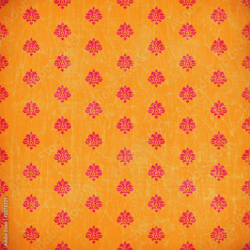 Orange damask grunge wallpaper
