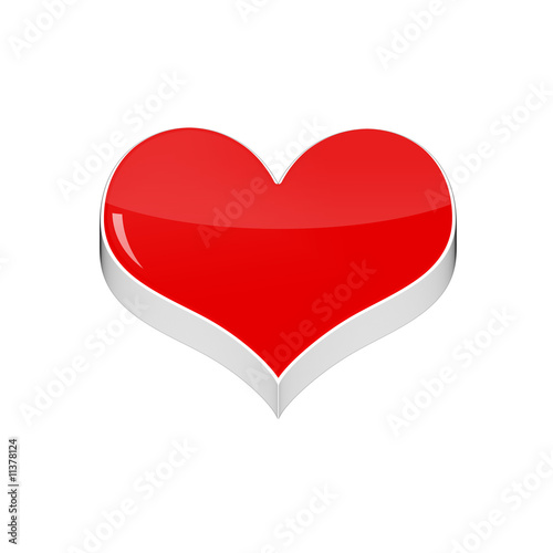 coeur 3d rouge sur fond blanc