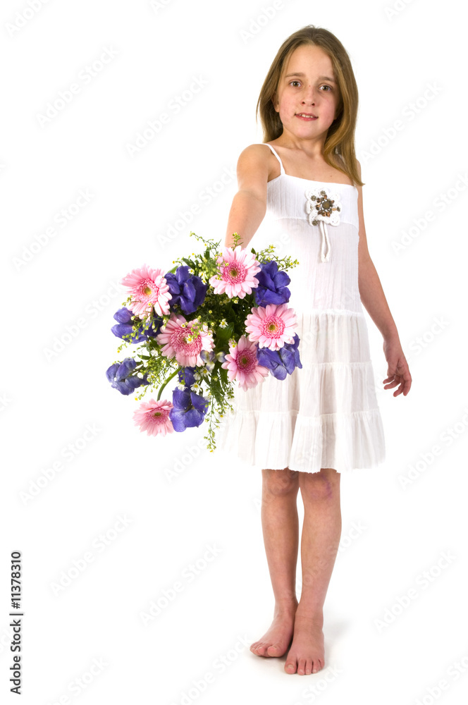 Girl with flowers to give Girl with flowers to give