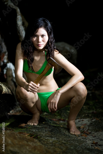 asian woman relaxing on the outdoor