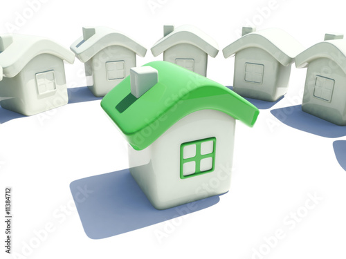 Illustration of a house with green roof
