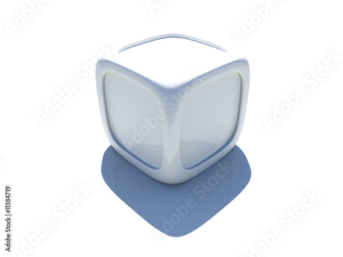 White 3D cube with rounded corners