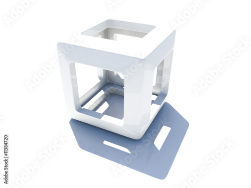 White 3D cube with rounded corners