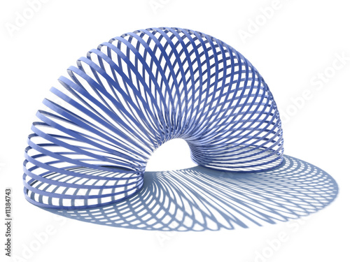 Blue rainbow like spring with shadow on white background