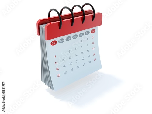Red calendar icon isolated on white