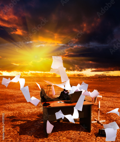 A businessman  with his paperwork. Recession. Crisis.