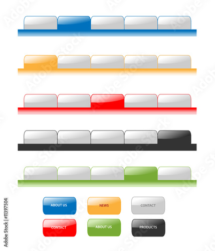 Obraz na płótnie Set of vector modern navigation tabs aqua style web 2.0 w salonie