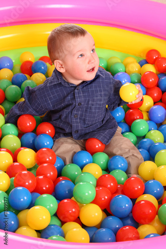 Birthday of fun boy in balls.
