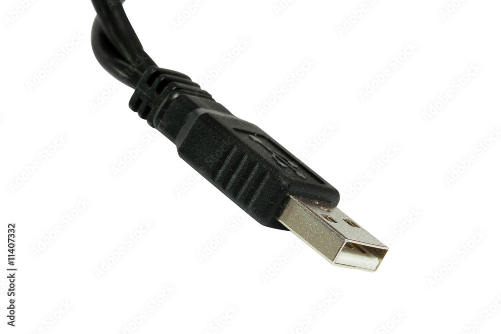 closeup of a USB Cable isolated on white background closeup of a USB Cable isolated on white background