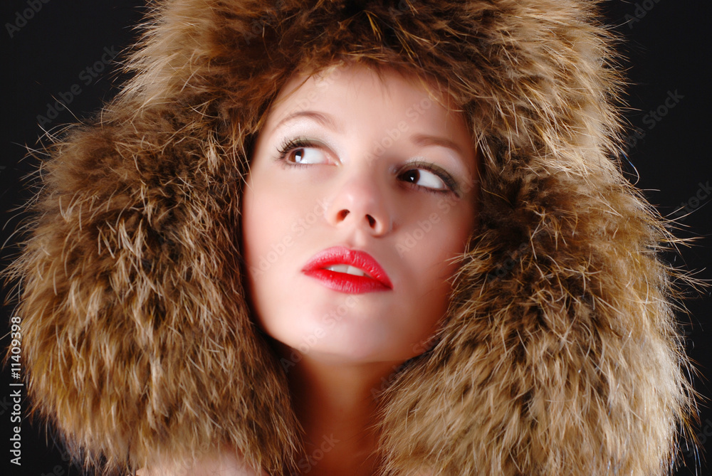 woman in fur cap woman in fur cap