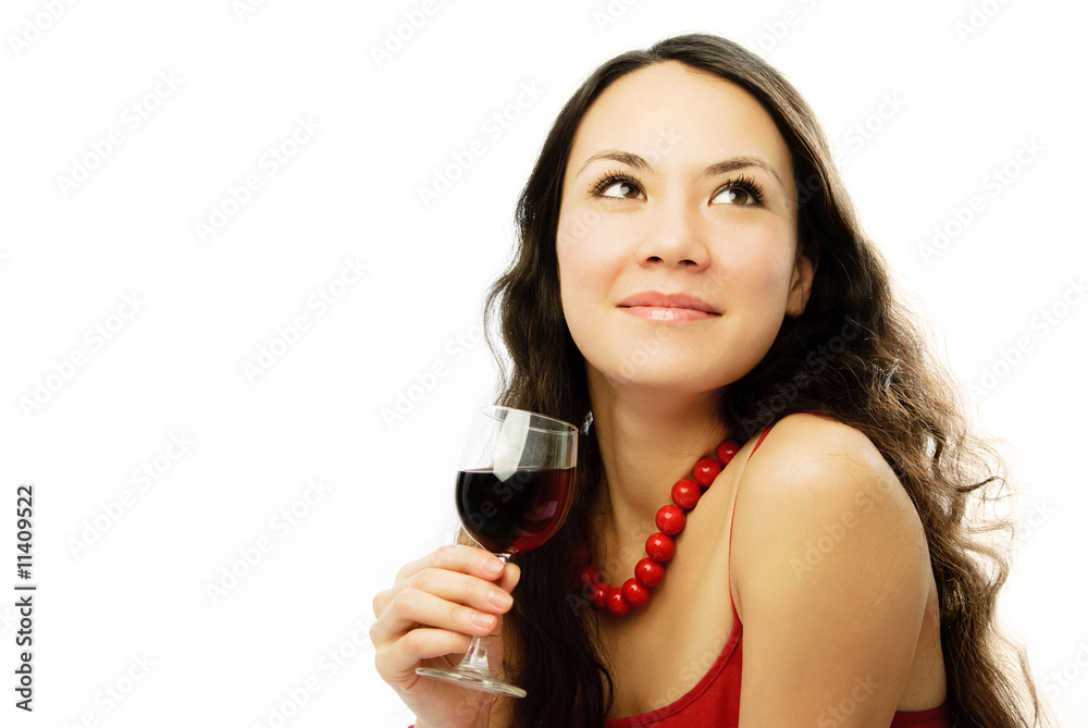 beautiful dreamy woman with a glass of vine beautiful dreamy woman with a glass of vine