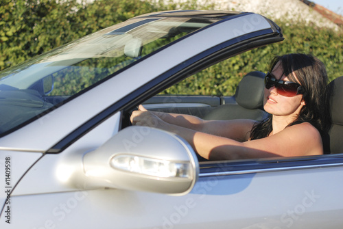 Young girl driving