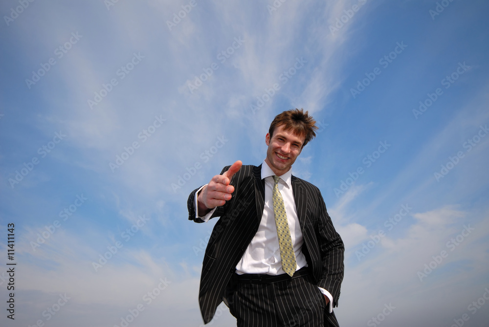 businessman submits  hand