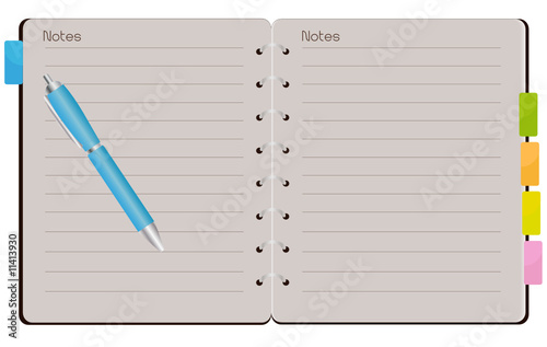Agenda ouvert avec stylo
