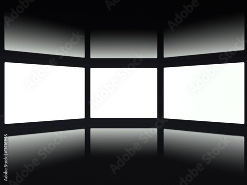 empty room with white screens