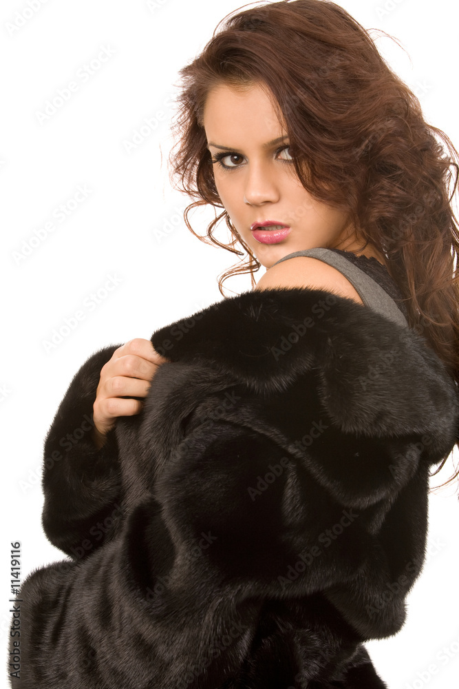 woman in fur coat woman in fur coat